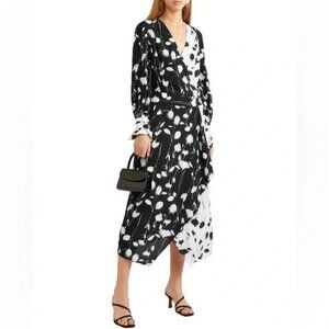 Equipment~ Neema Abstract Floral Long Sleeve Faux Wrap Midi Dress in size 4